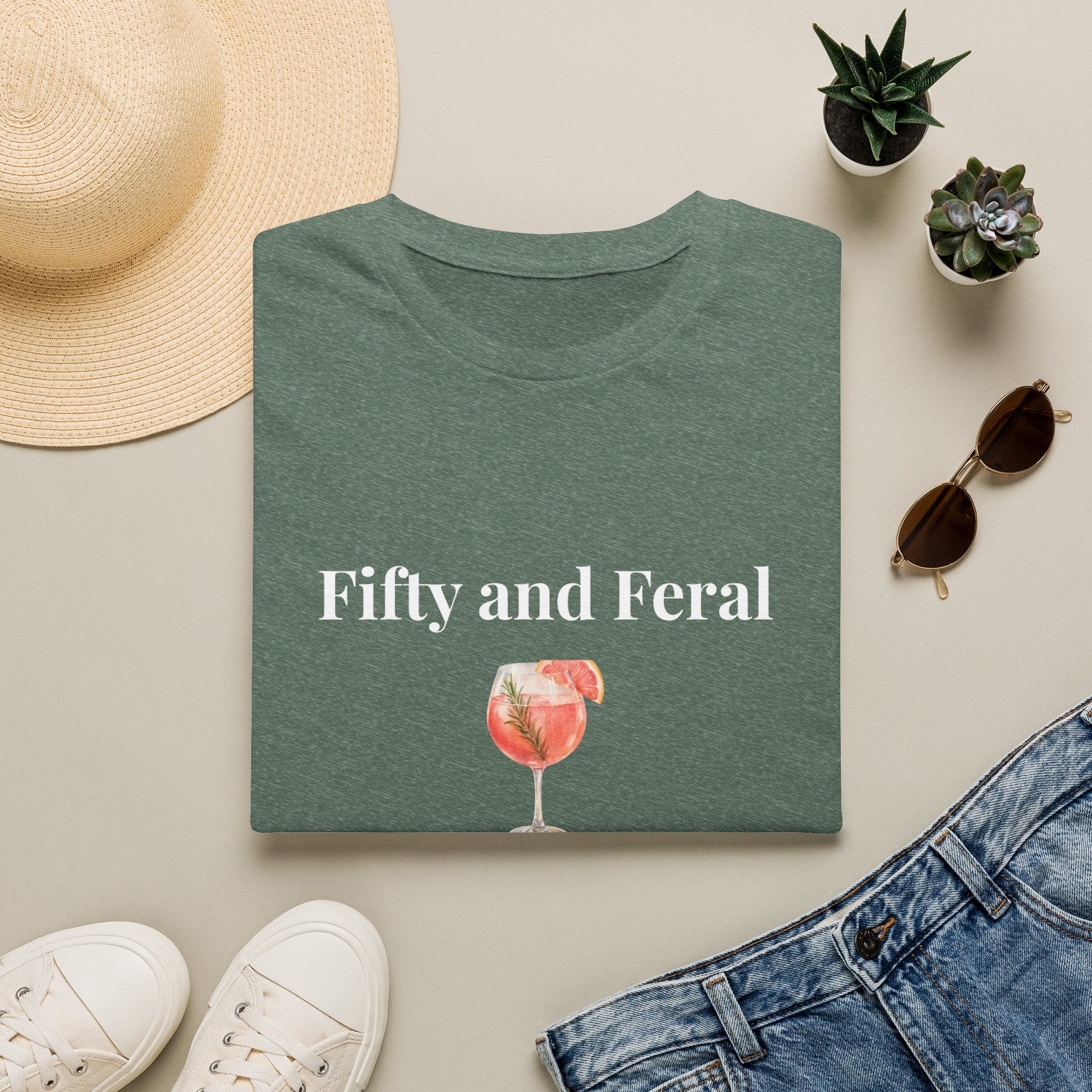 Funny 50th Birthday T-Shirt for Women | Fifty and Feral | Midlife Humour Gift | Bold Slogan Tee