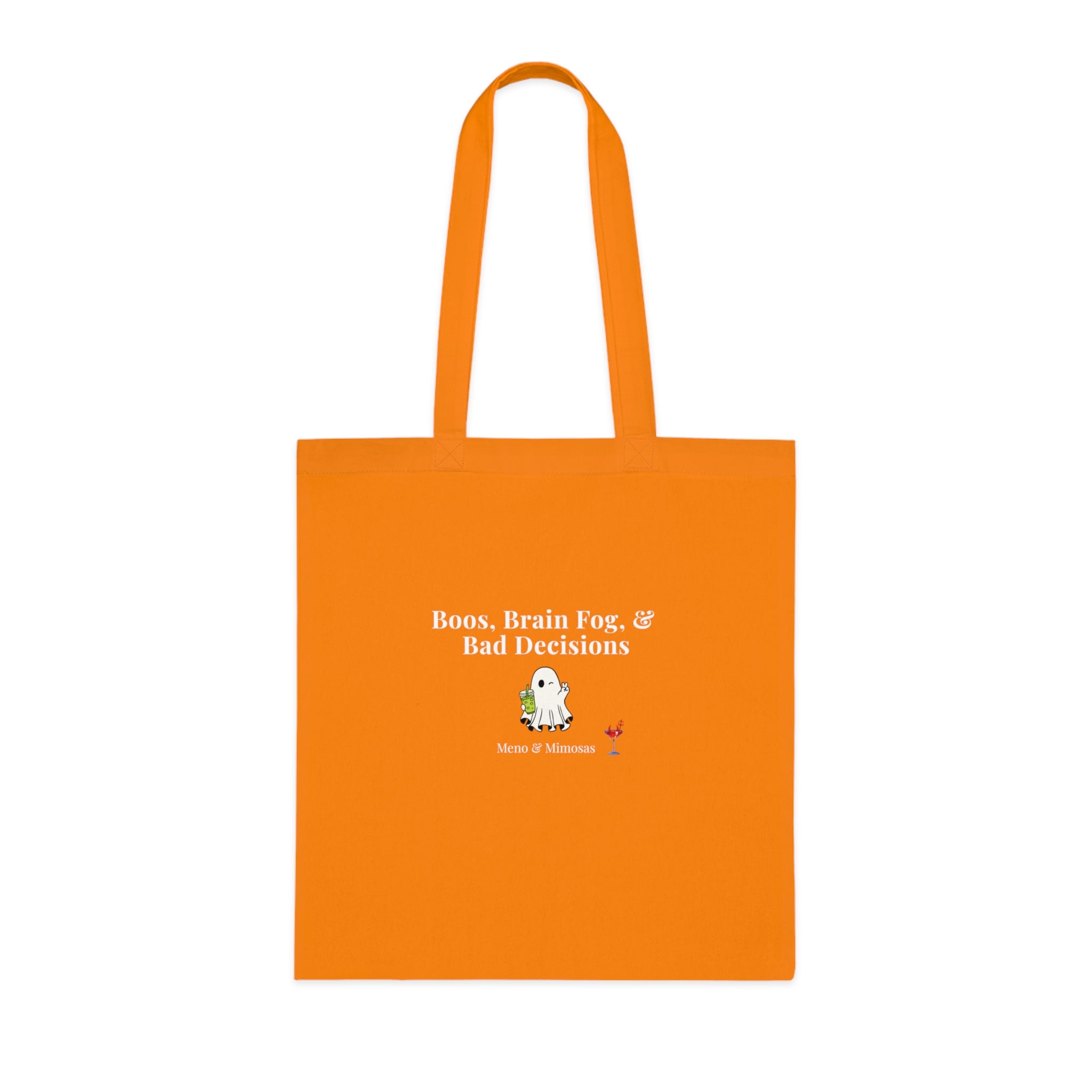 Halloween Ghost Tote Bag — "Boos, Brain Fog, & Bad Decisions" Cotton Shopping Bag