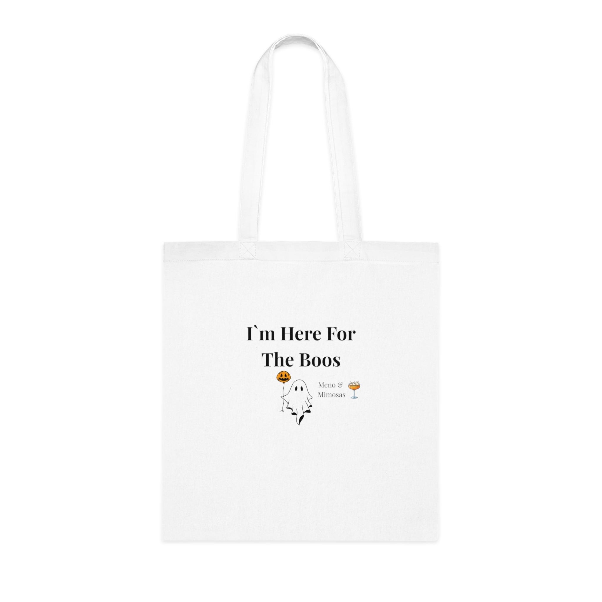 “I’m Here For The Boos” Halloween Ghost Tote Bag from Meno & Mimosas