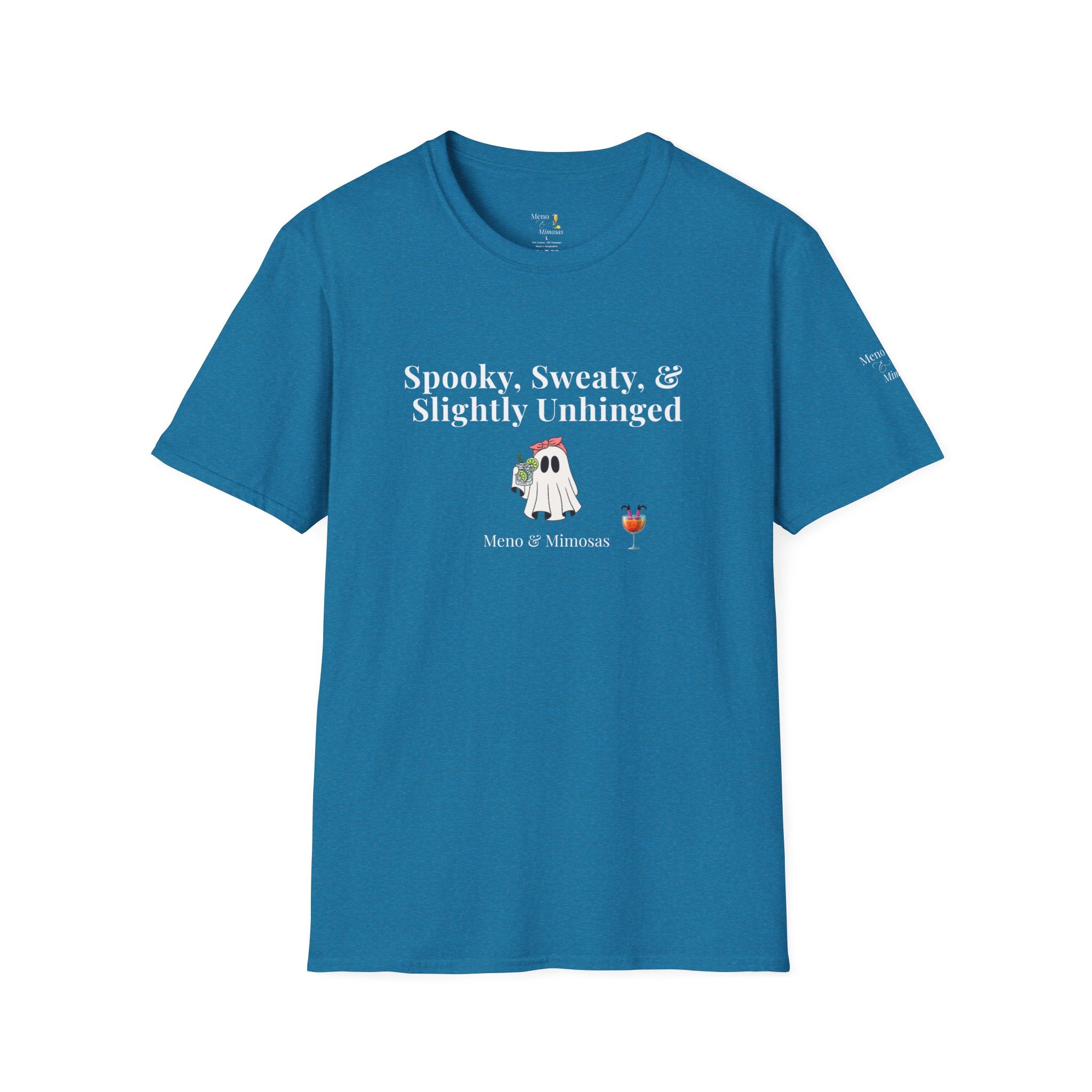 "Spooky, Sweaty, & Slightly Unhinged" Funny T-Shirt from Meno & Mimosas Halloween Collection