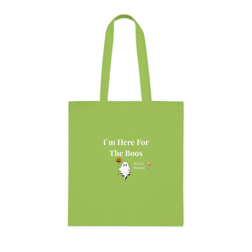 "I`m Here For The Boos" Halloween Ghost Tote Bag by Meno & Mimosas