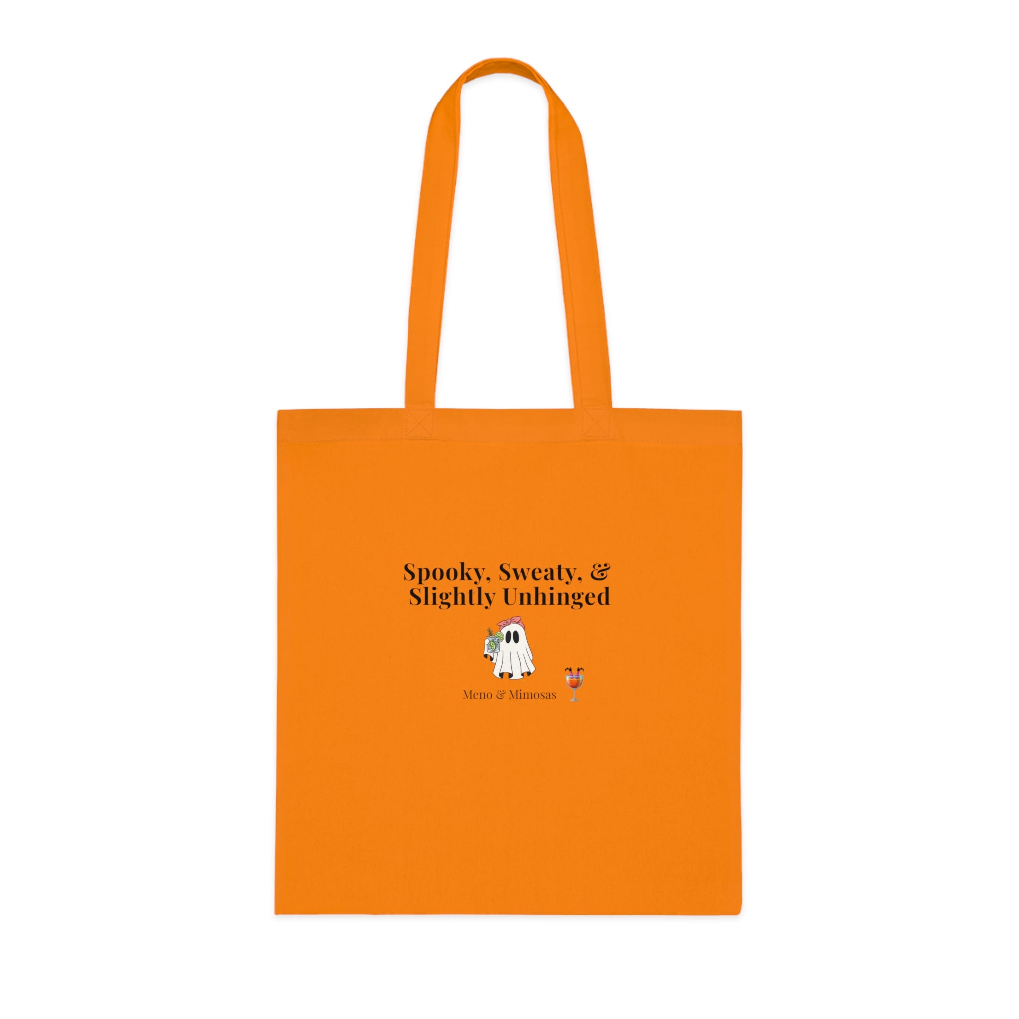 Spooky, Sweaty & Slightly Unhinged Cotton Tote — Halloween Witchy Reusable Grocery Bag
