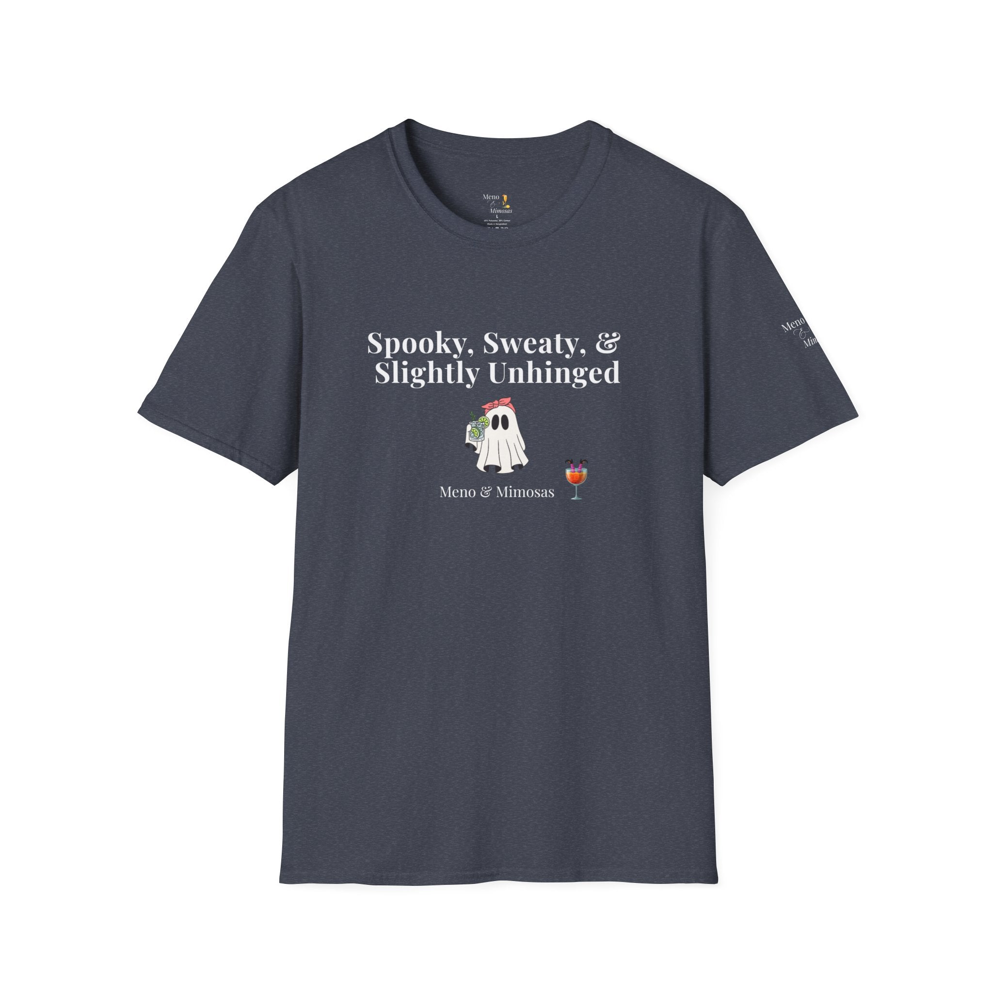 "Spooky, Sweaty, & Slightly Unhinged" Funny T-Shirt from Meno & Mimosas Halloween Collection