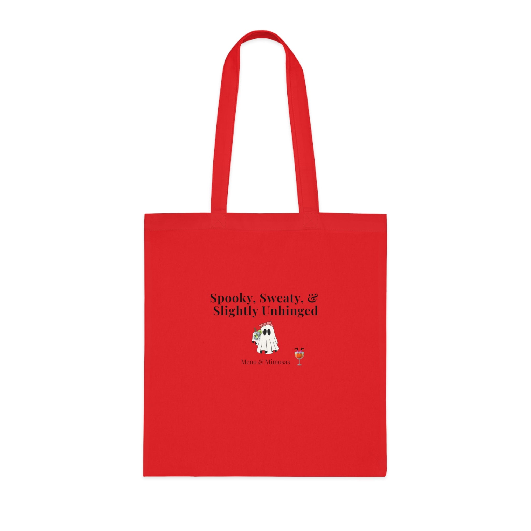 Spooky, Sweaty & Slightly Unhinged Cotton Tote — Halloween Witchy Reusable Grocery Bag