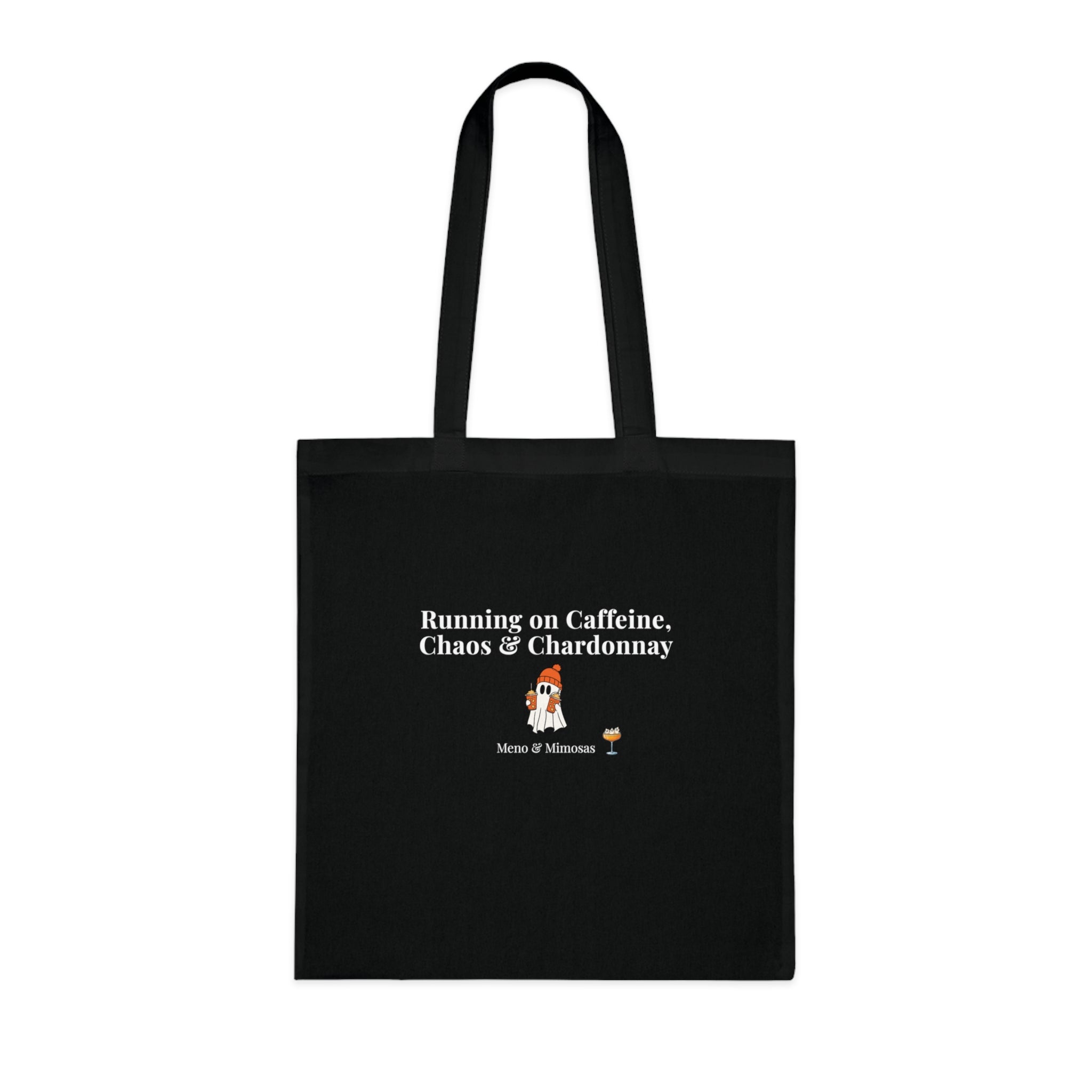 Tote Bag — "Running on Caffeine, Chaos & Chardonnay" Funny Mom Wine Tote