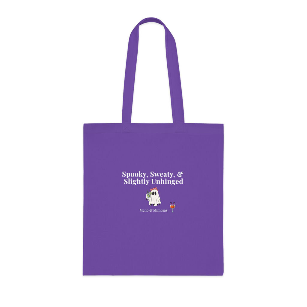 Spooky, Sweaty & Slightly Unhinged Cotton Tote — Funny Halloween Ghost Market Bag