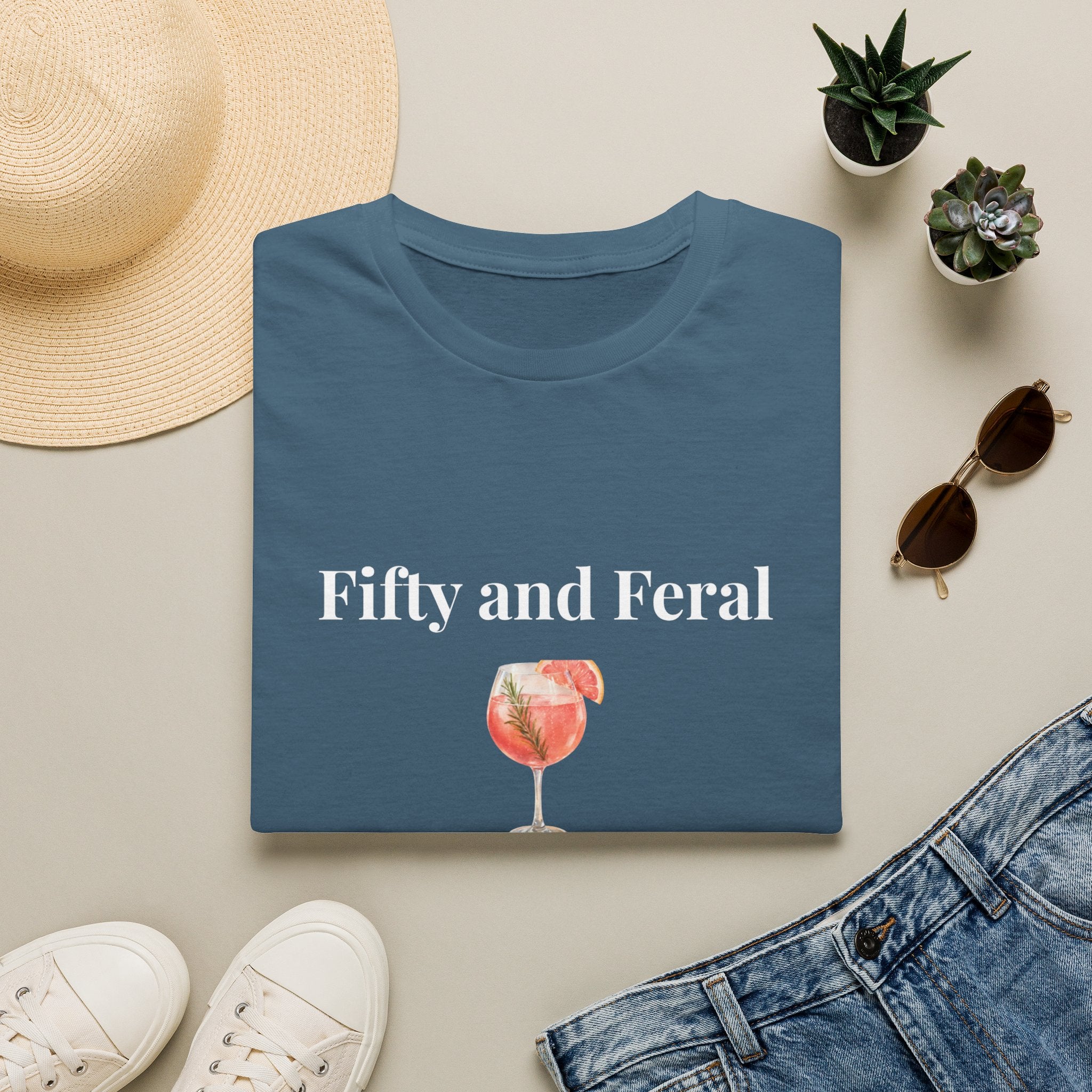 Funny 50th Birthday T-Shirt for Women | Fifty and Feral | Midlife Humour Gift | Bold Slogan Tee