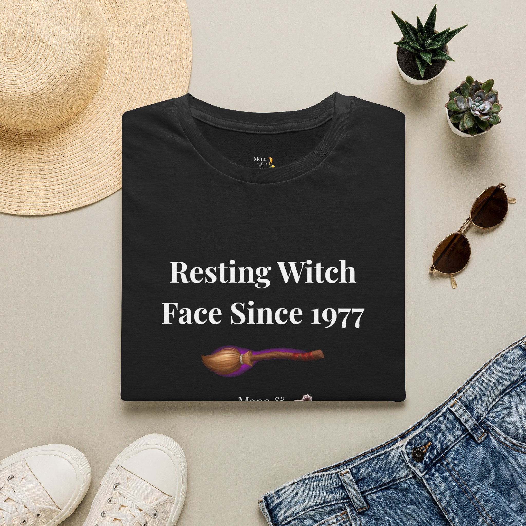 Funny Halloween T-Shirt for Women | Resting Witch Face Since 1977 | Midlife Humour Tee | Spooky Gift for Her