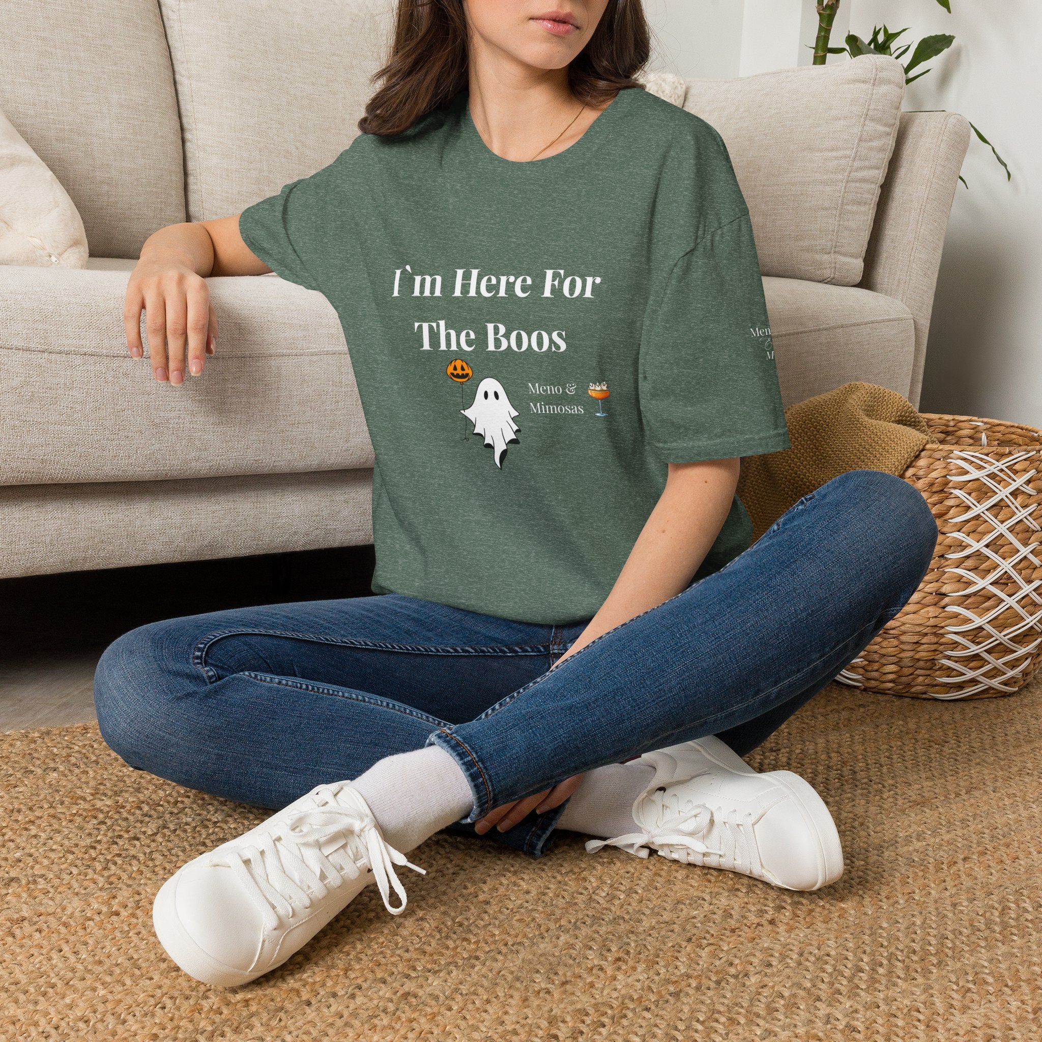 "I'm Here For The Boos" Tee from Meno & Mimosas - Halloween Collection