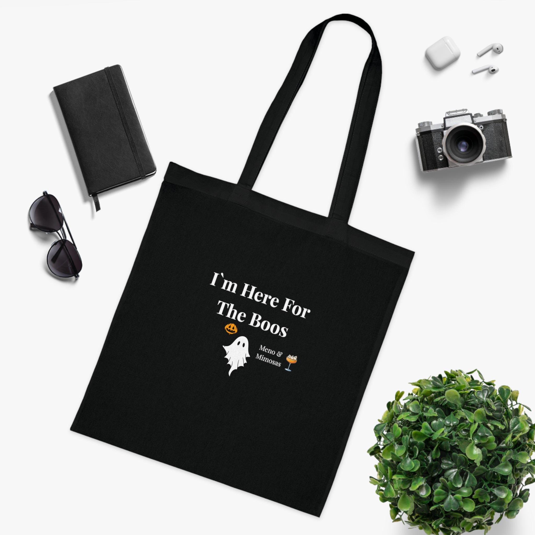 "I`m Here For The Boos" Halloween Ghost Tote Bag by Meno & Mimosas
