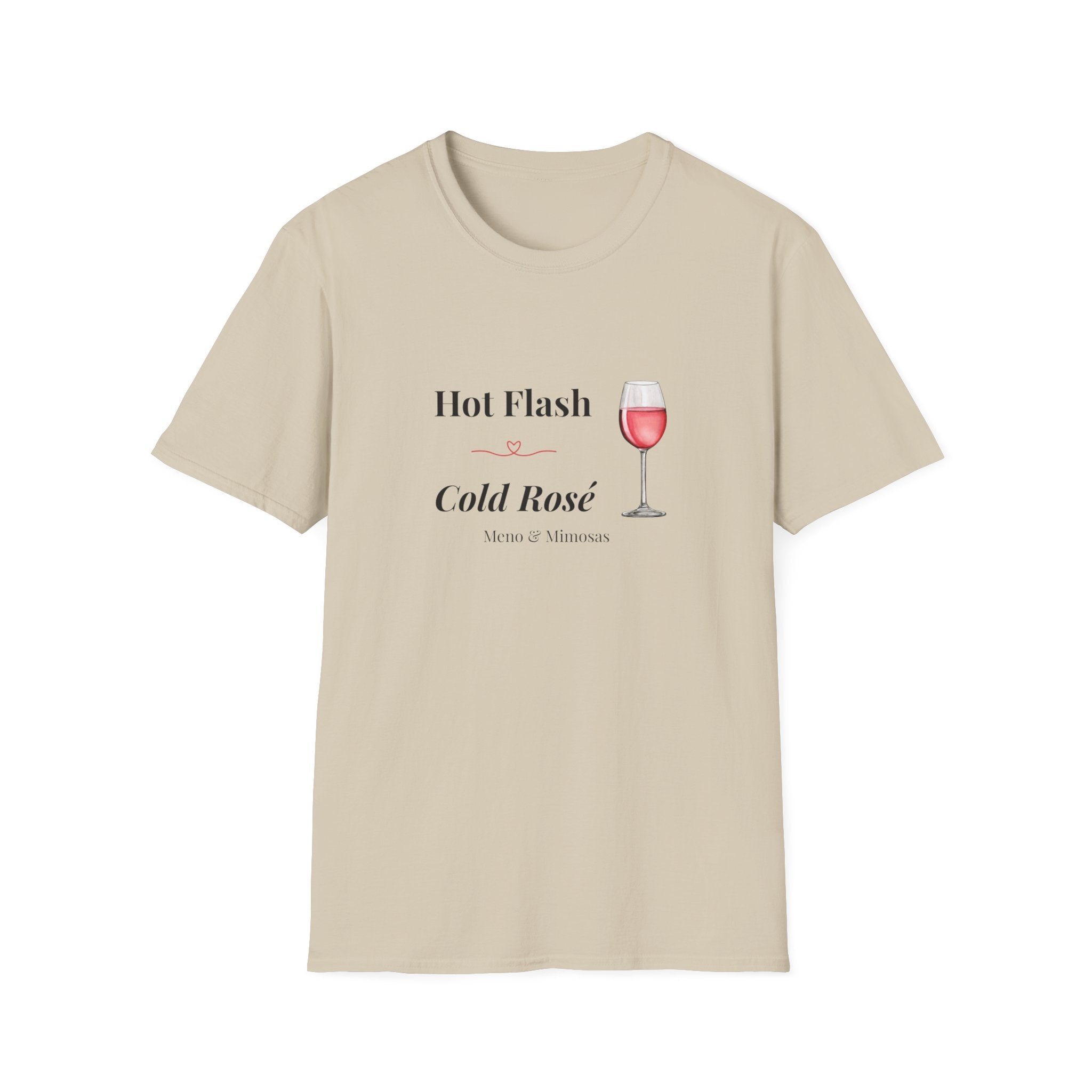 Funny Menopause T-Shirt | Hot Flash Cold Rosé | Humorous Gift for Women Over 40 | Midlife Wine Lover Tee