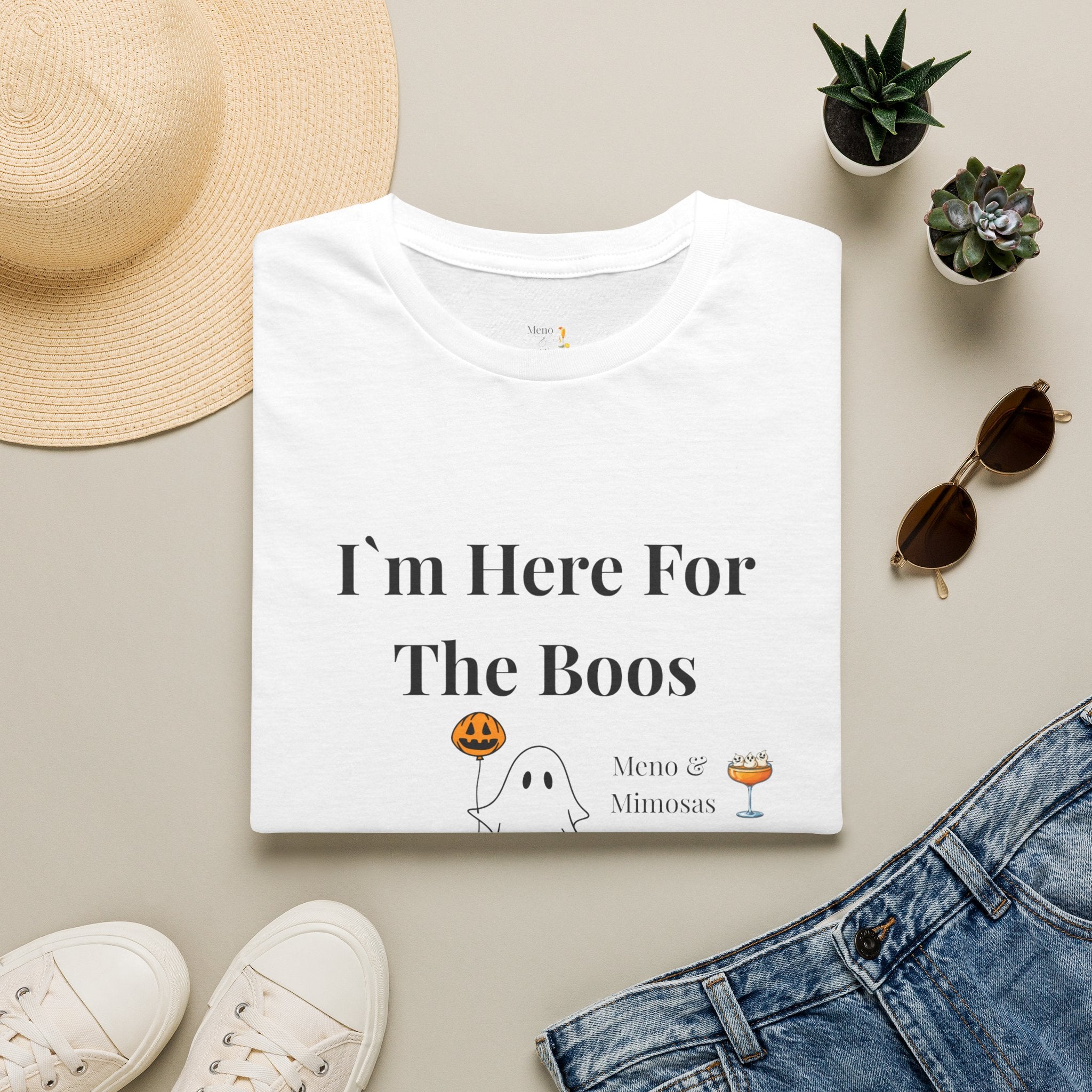 Here For The Boos - Halloween Tee from Meno & Mimosas