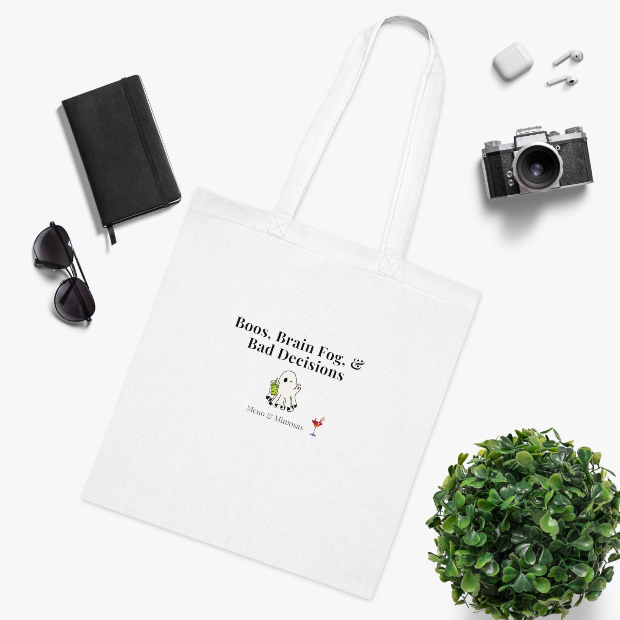 Tote Bag — "Boos, Brain Fog, & Bad Decisions" Cute Witchy Halloween Tote