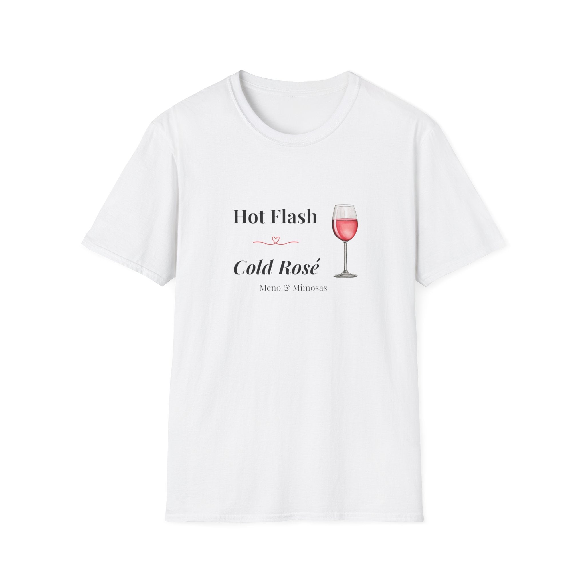 Funny Menopause T-Shirt | Hot Flash Cold Rosé | Humorous Gift for Women Over 40 | Midlife Wine Lover Tee