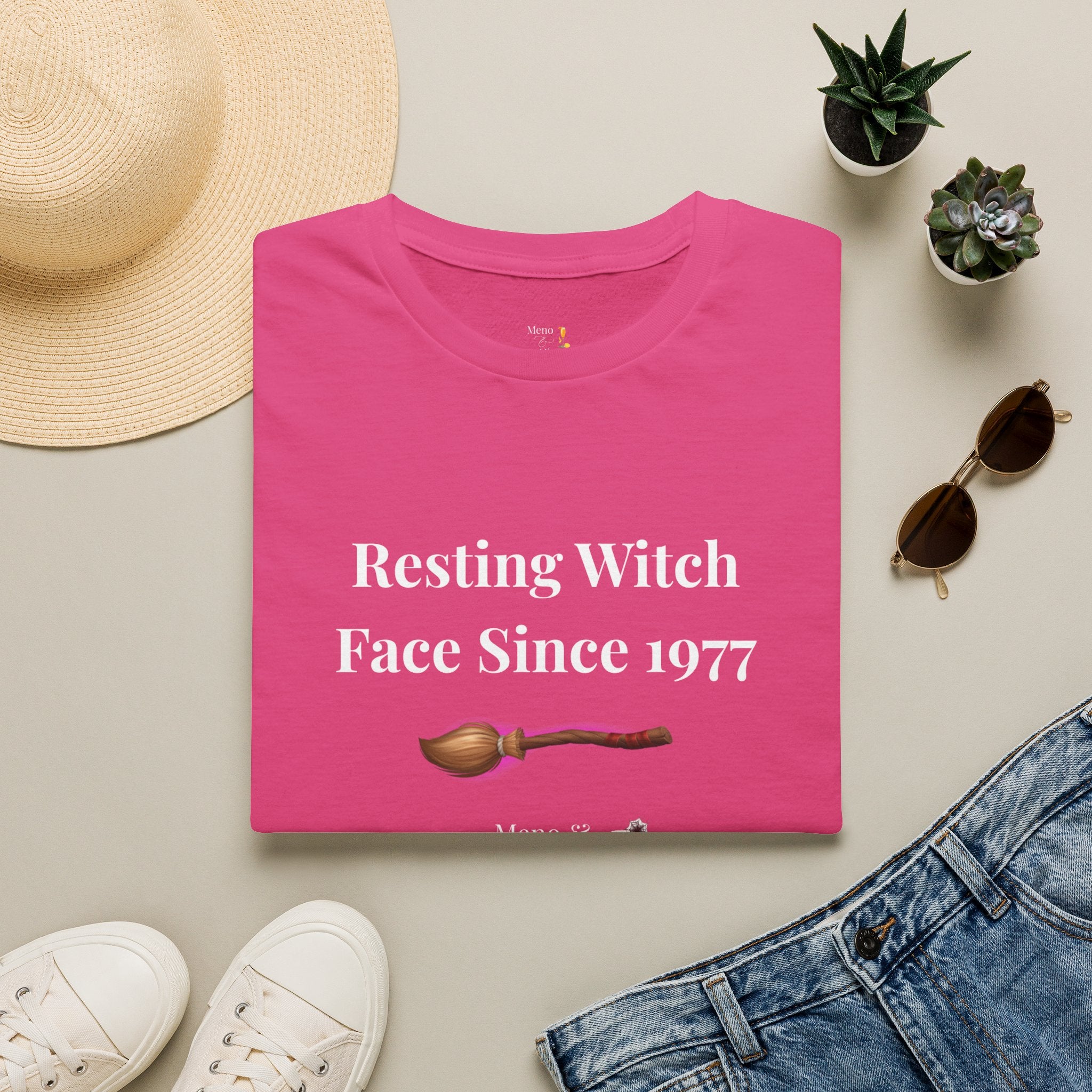 Funny Halloween T-Shirt for Women | Resting Witch Face Since 1977 | Midlife Humour Tee | Spooky Gift for Her