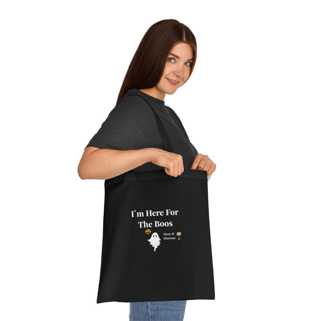 "I`m Here For The Boos" Halloween Ghost Tote Bag by Meno & Mimosas