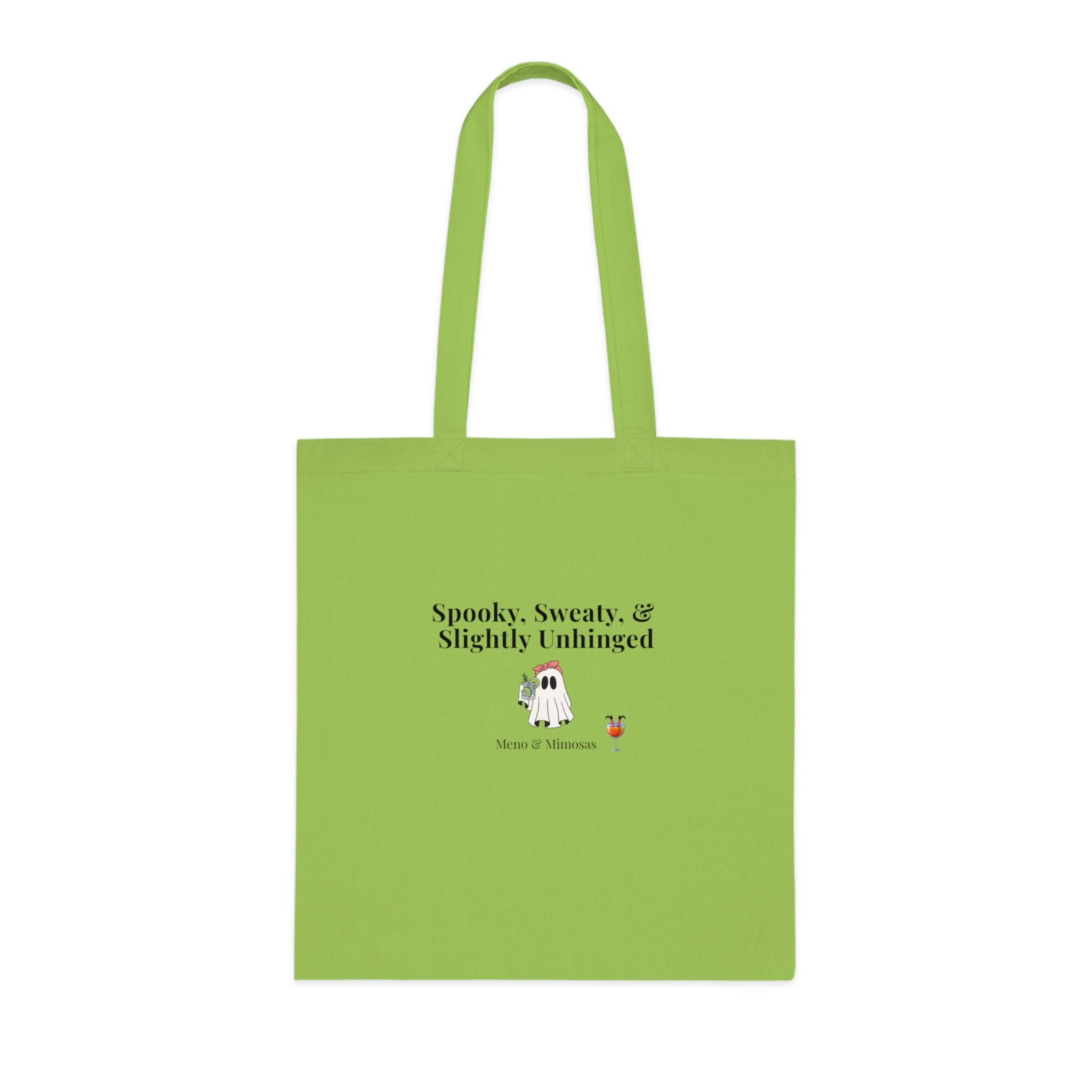Spooky, Sweaty & Slightly Unhinged Cotton Tote — Halloween Witchy Reusable Grocery Bag