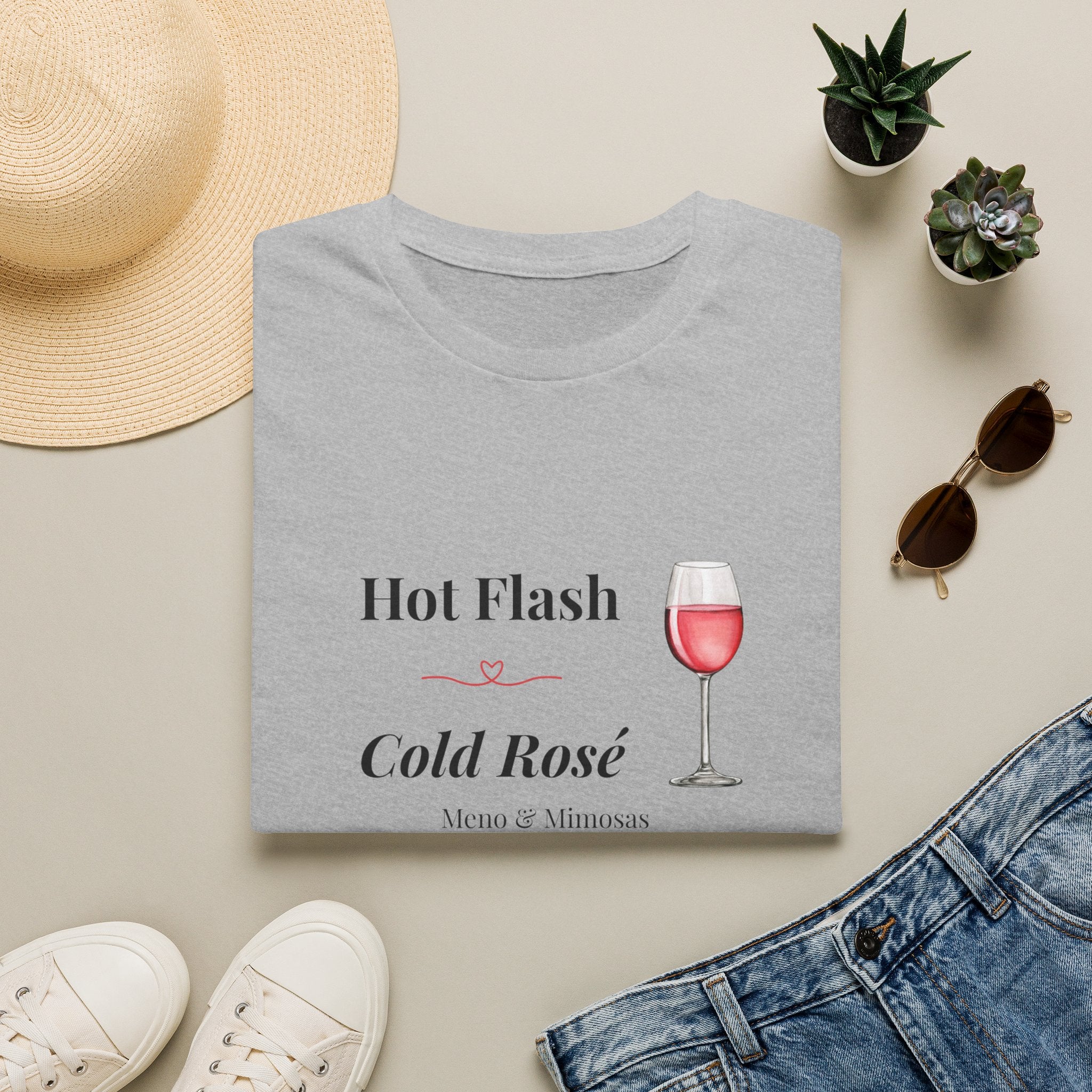 Funny Menopause T-Shirt | Hot Flash Cold Rosé | Humorous Gift for Women Over 40 | Midlife Wine Lover Tee