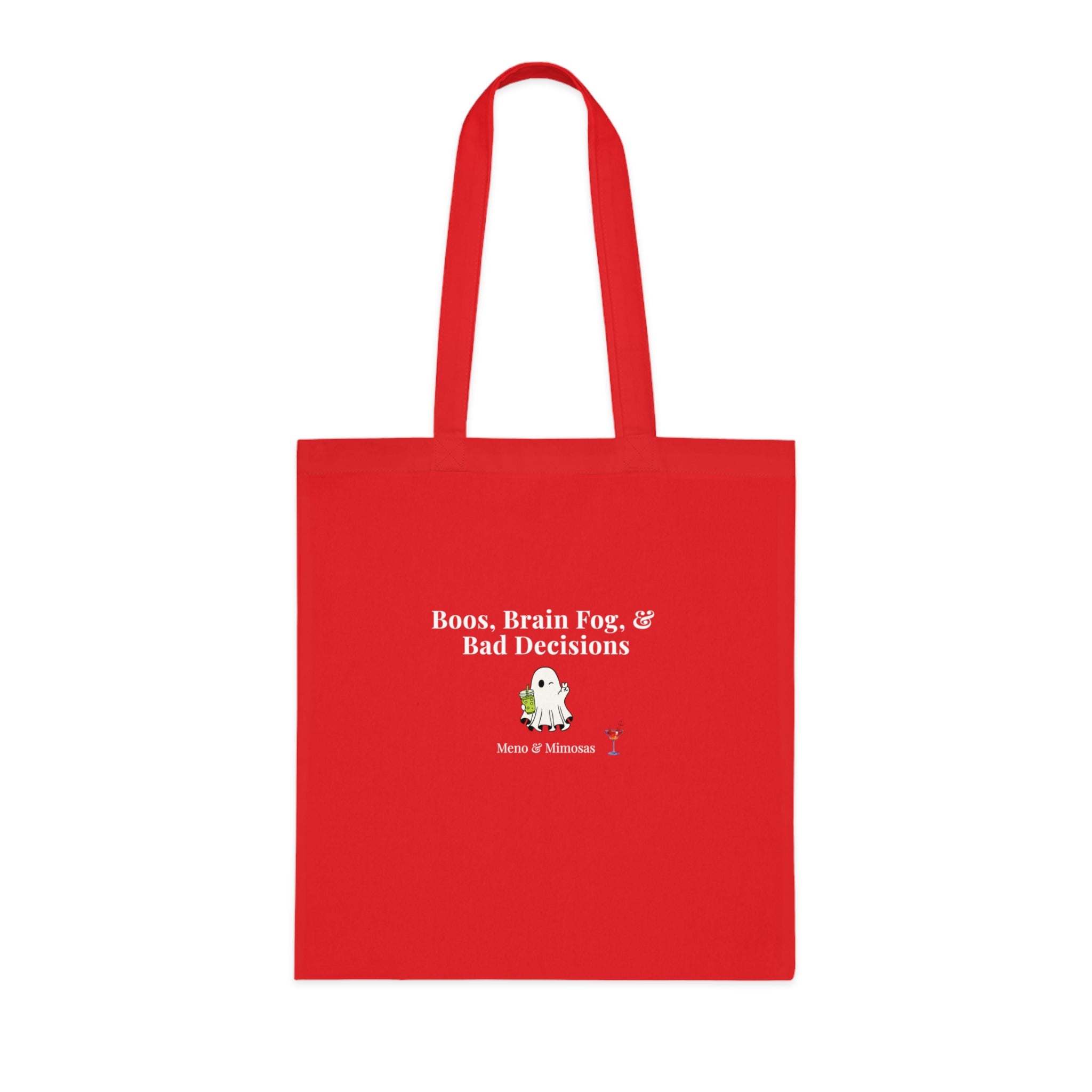 Halloween Ghost Tote Bag — "Boos, Brain Fog, & Bad Decisions" Cotton Shopping Bag