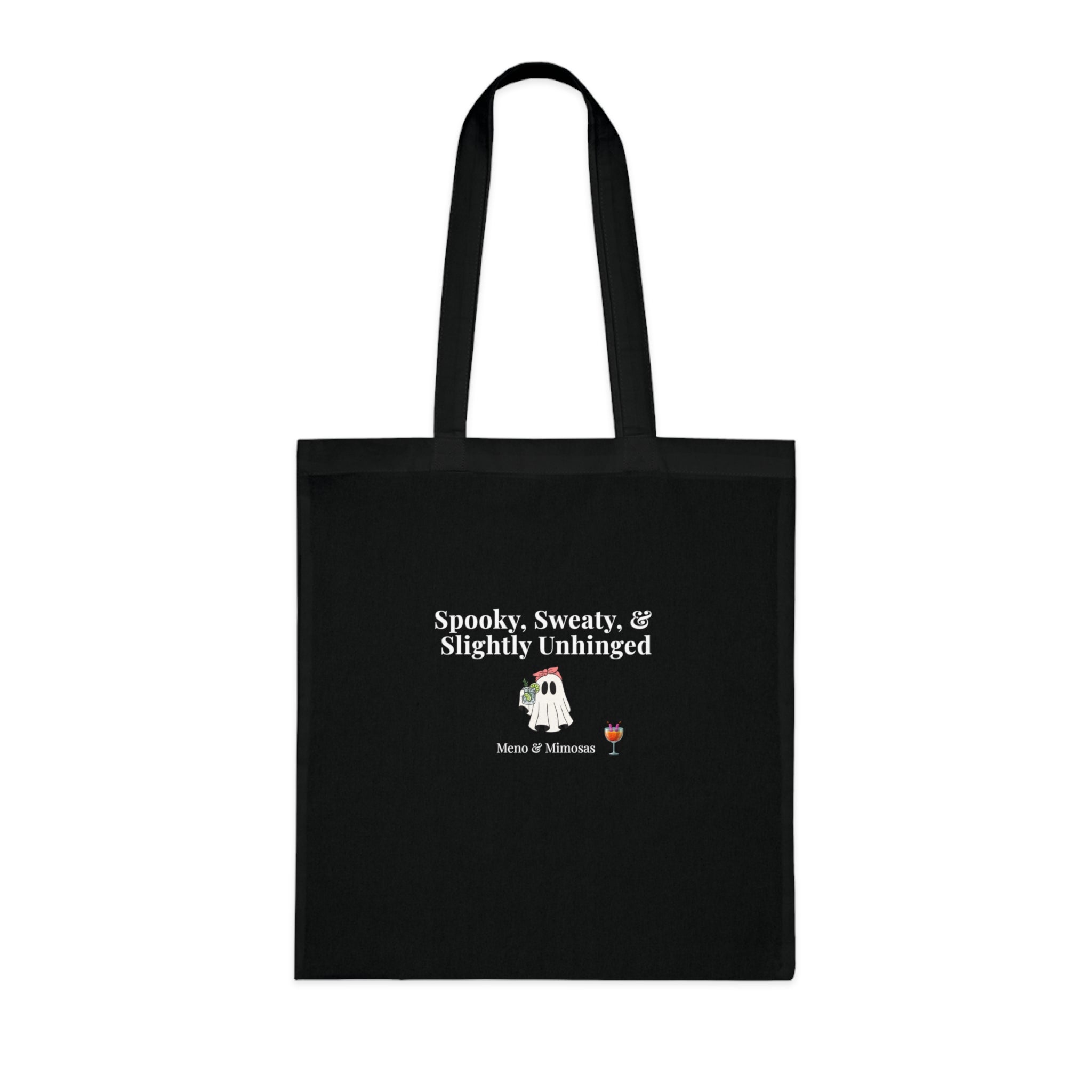Spooky, Sweaty & Slightly Unhinged Cotton Tote — Funny Halloween Ghost Market Bag