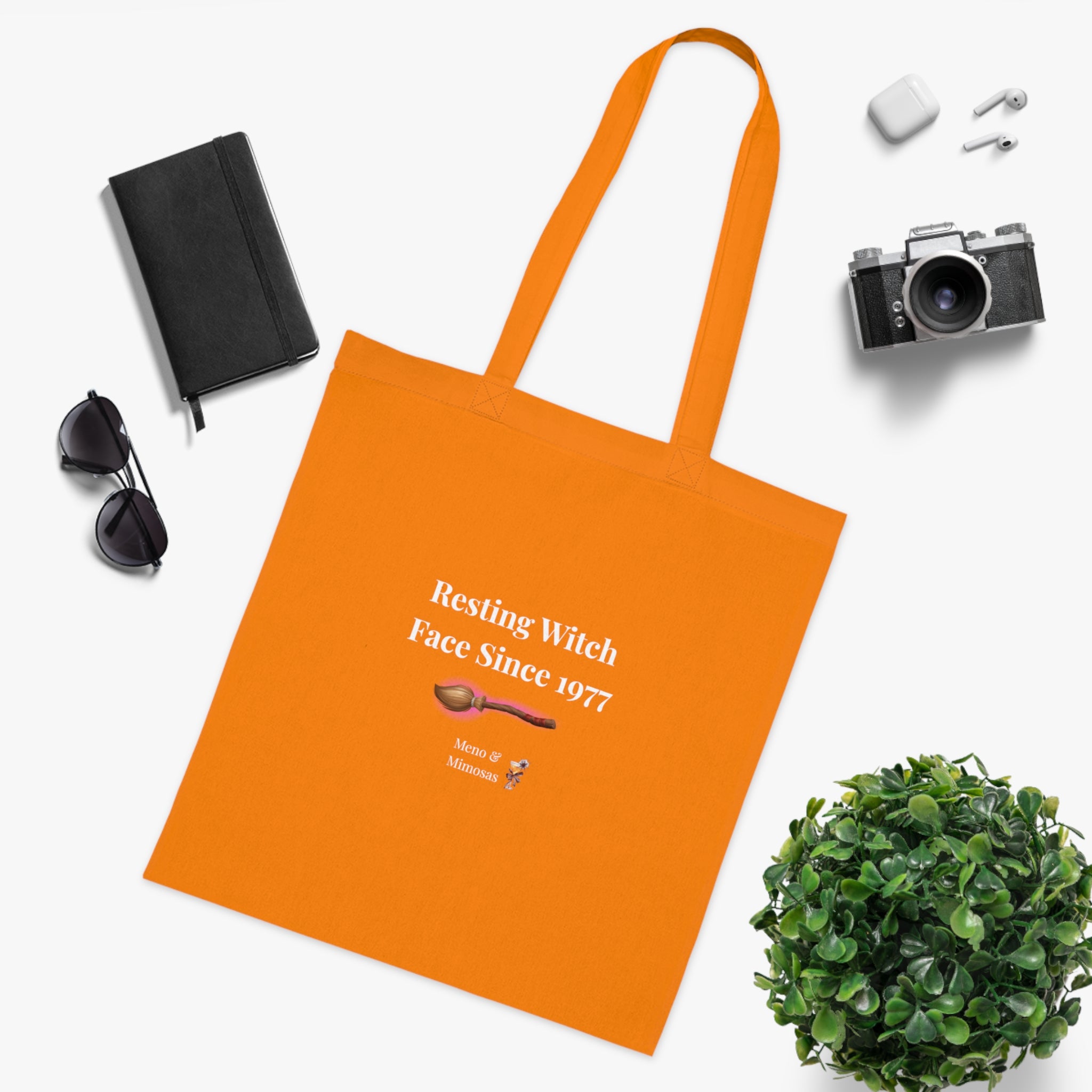 "Resting Witch Face Since 1977" Halloween Tote by Meno & Mimosas