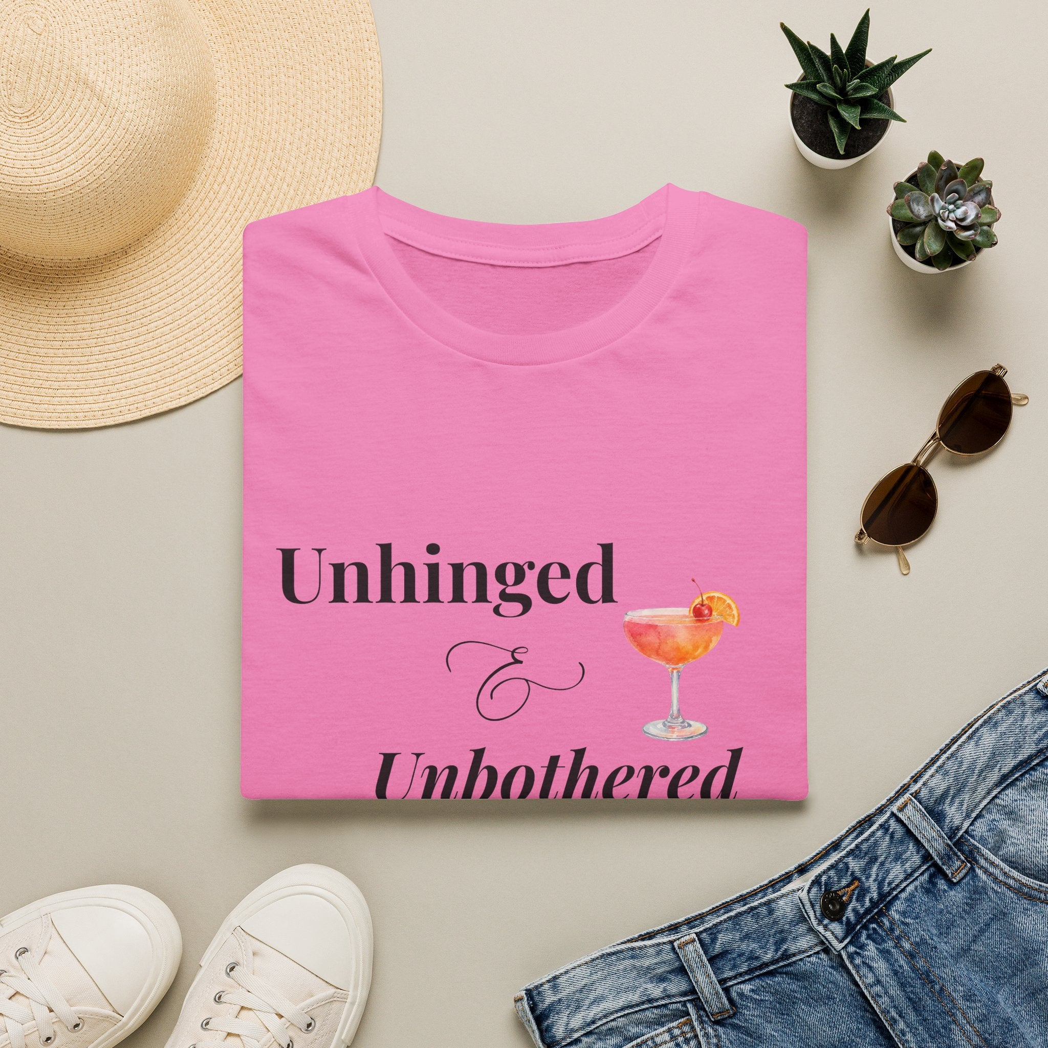 "Unhinged & Unbothered" Tee by Meno & Mimosas