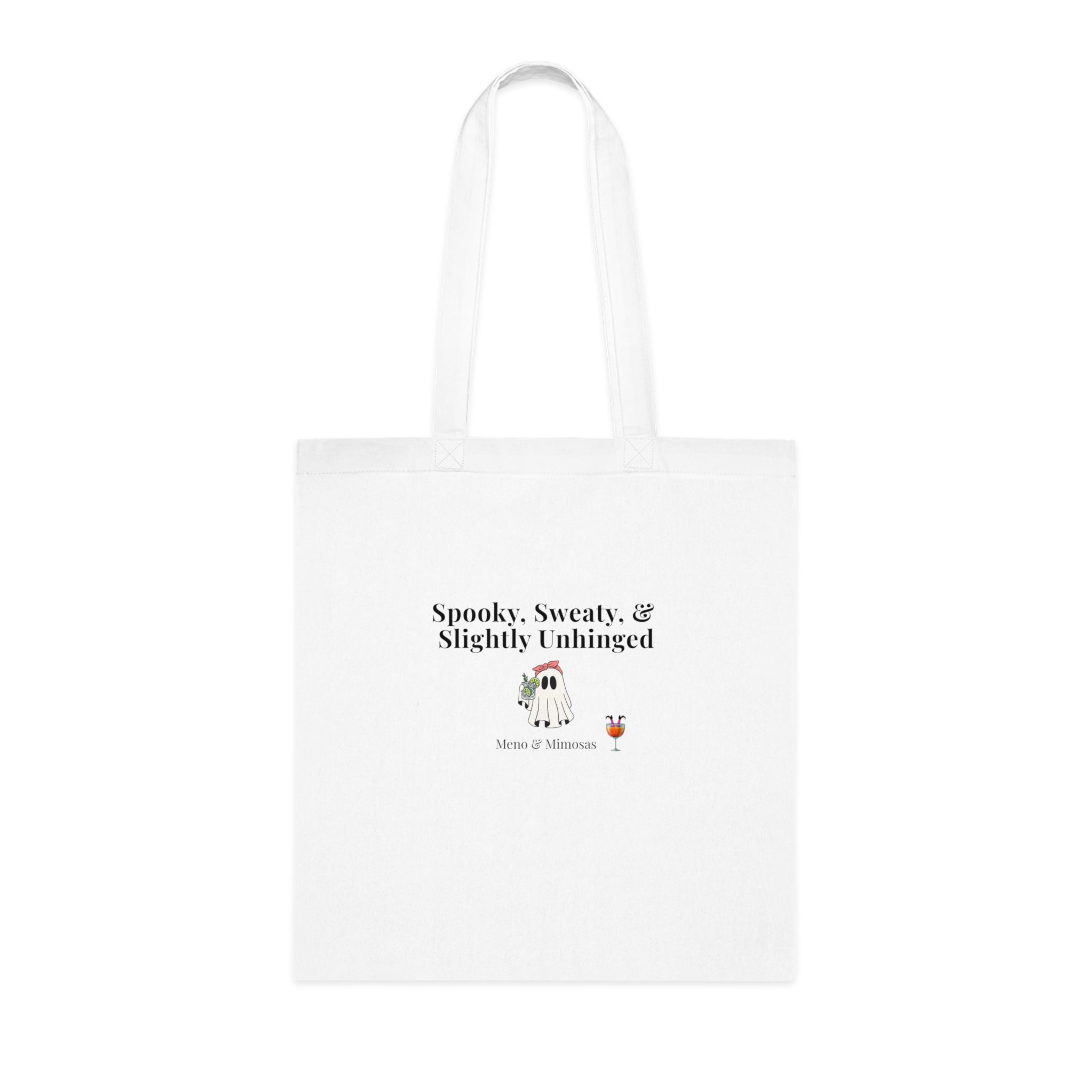 Spooky, Sweaty & Slightly Unhinged Cotton Tote — Halloween Witchy Reusable Grocery Bag