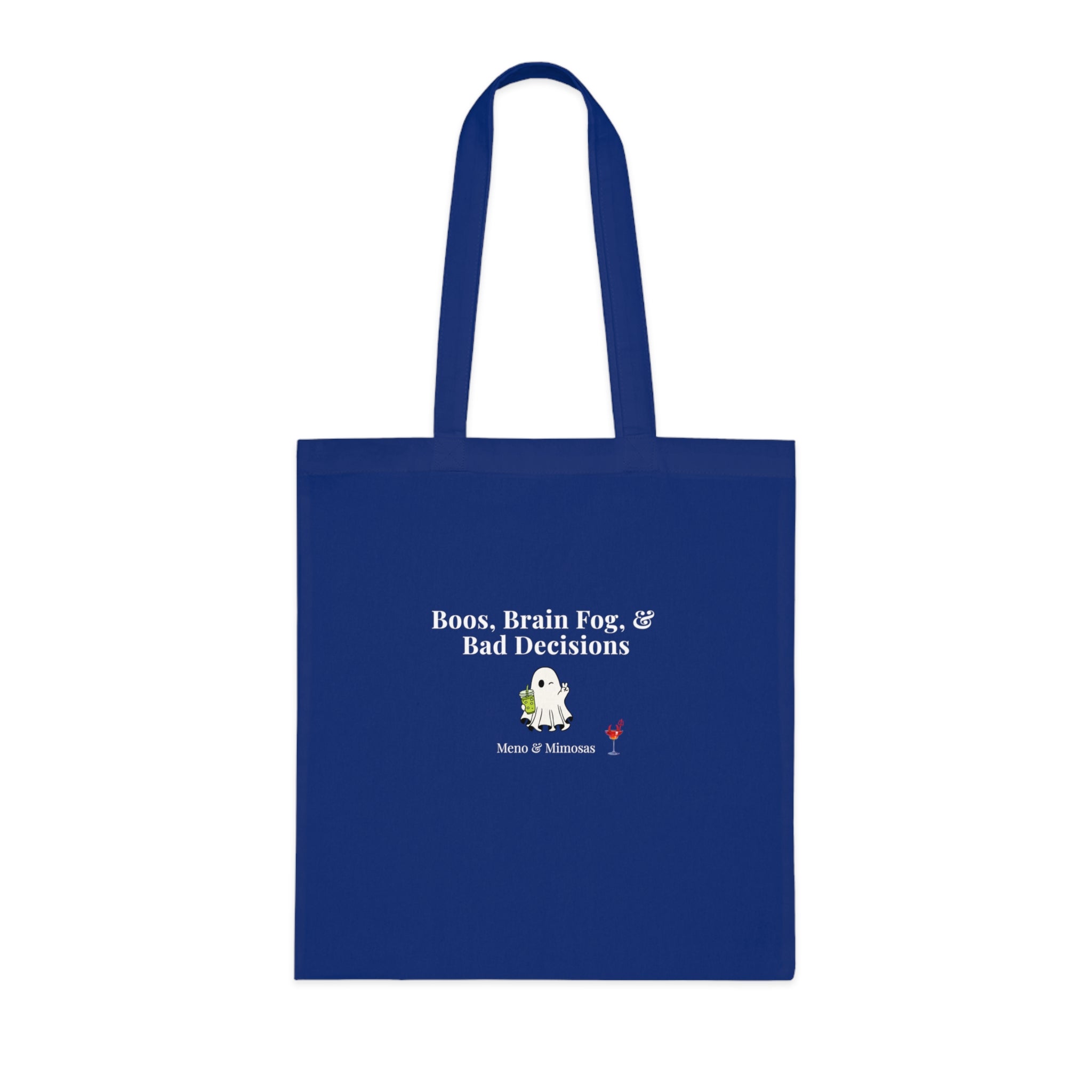Halloween Ghost Tote Bag — "Boos, Brain Fog, & Bad Decisions" Cotton Shopping Bag