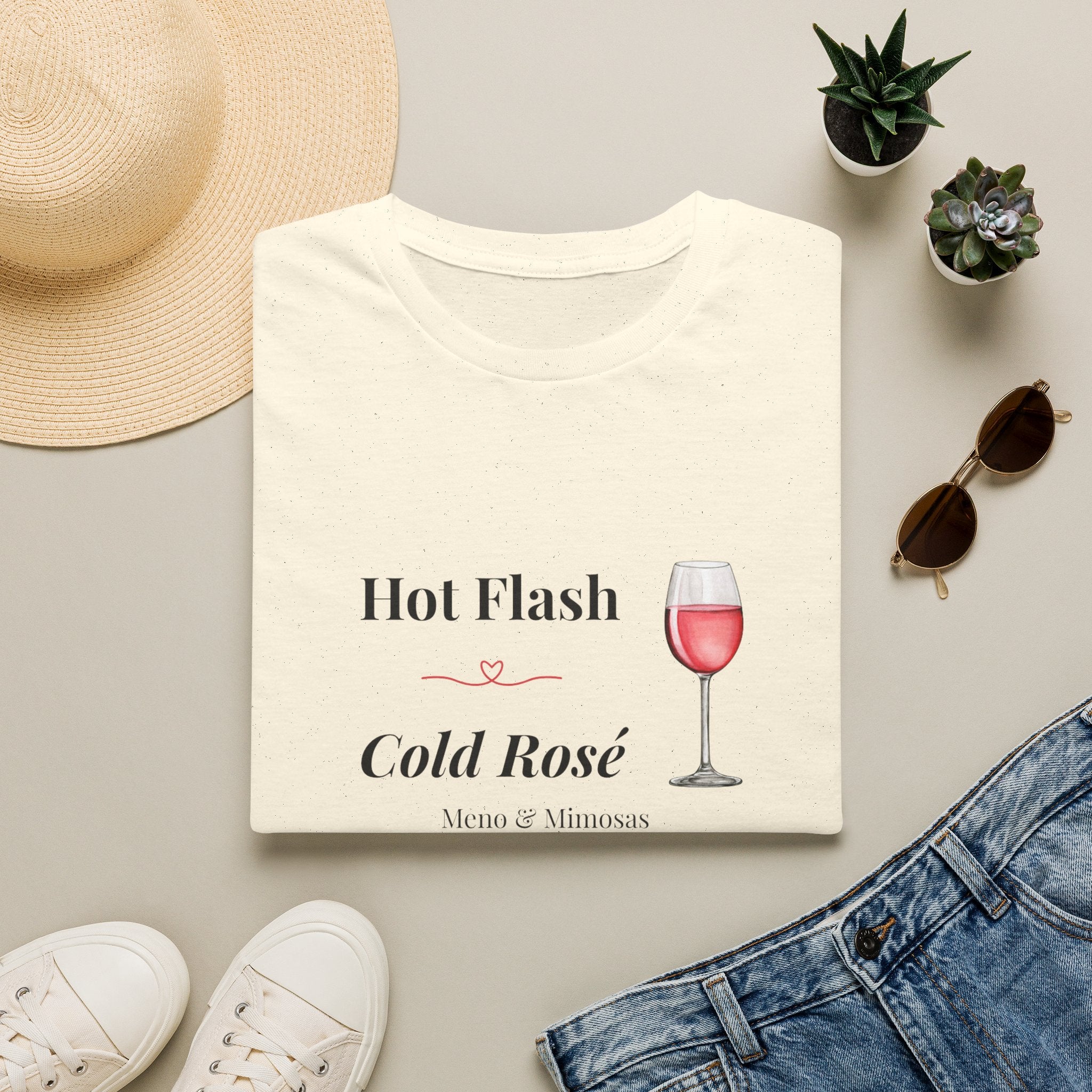 Funny Menopause T-Shirt | Hot Flash Cold Rosé | Humorous Gift for Women Over 40 | Midlife Wine Lover Tee