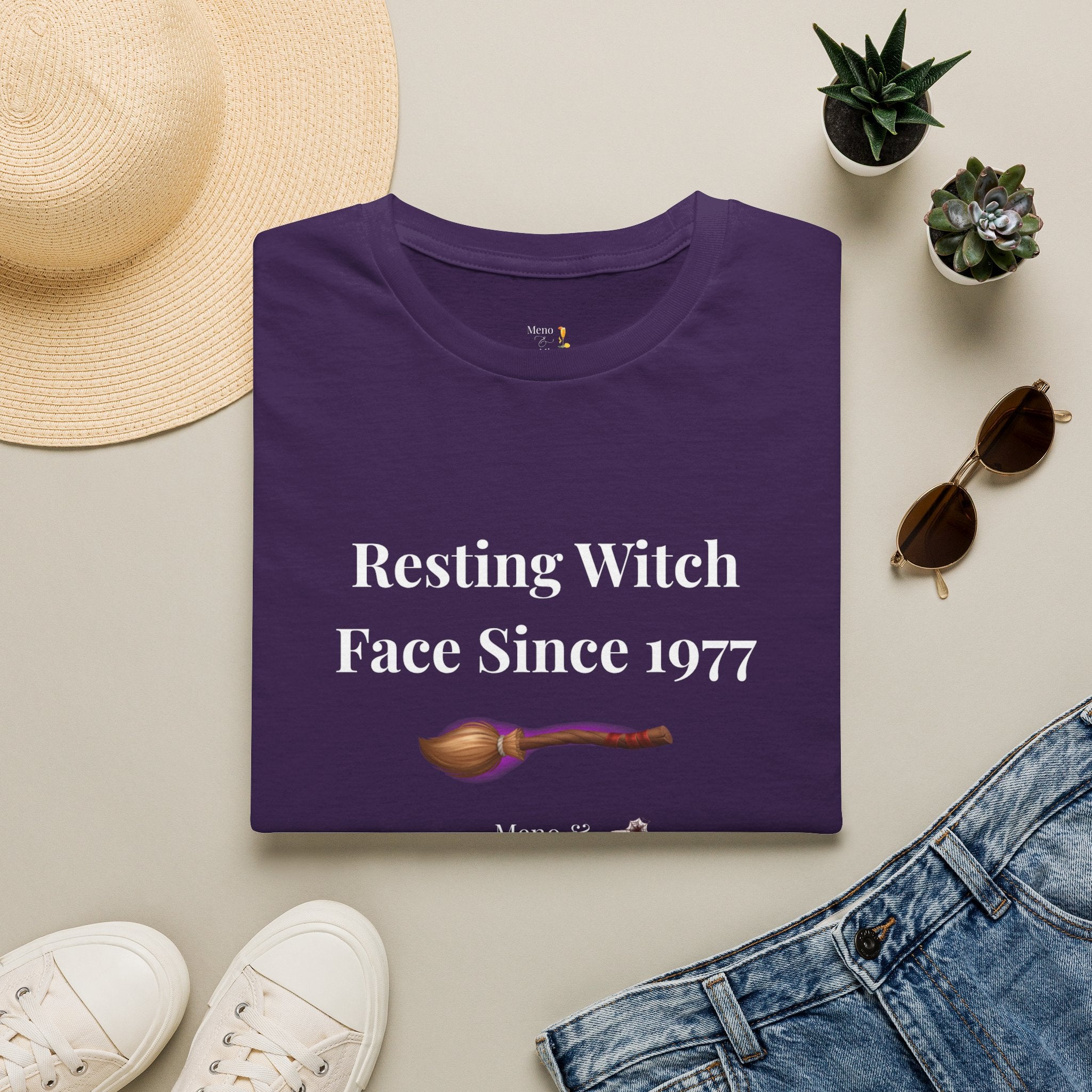 Funny Halloween T-Shirt for Women | Resting Witch Face Since 1977 | Midlife Humour Tee | Spooky Gift for Her