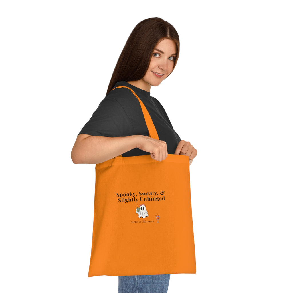 Spooky, Sweaty & Slightly Unhinged Cotton Tote — Halloween Witchy Reusable Grocery Bag