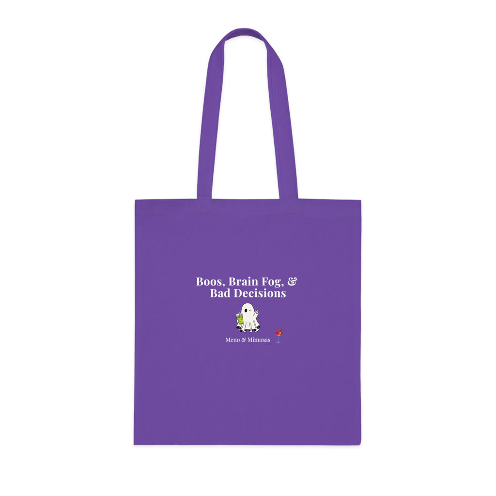 Halloween Ghost Tote Bag — "Boos, Brain Fog, & Bad Decisions" Cotton Shopping Bag