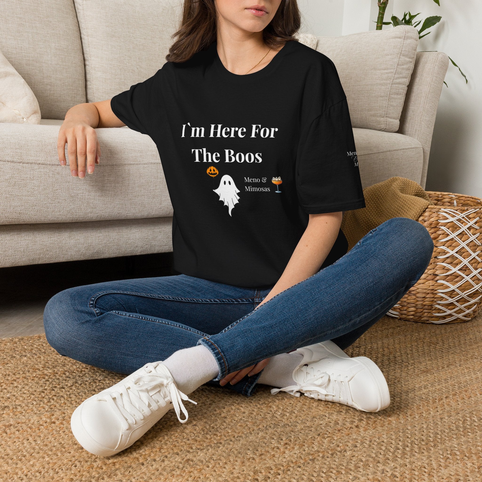 "I'm Here For The Boos" Tee from Meno & Mimosas - Halloween Collection
