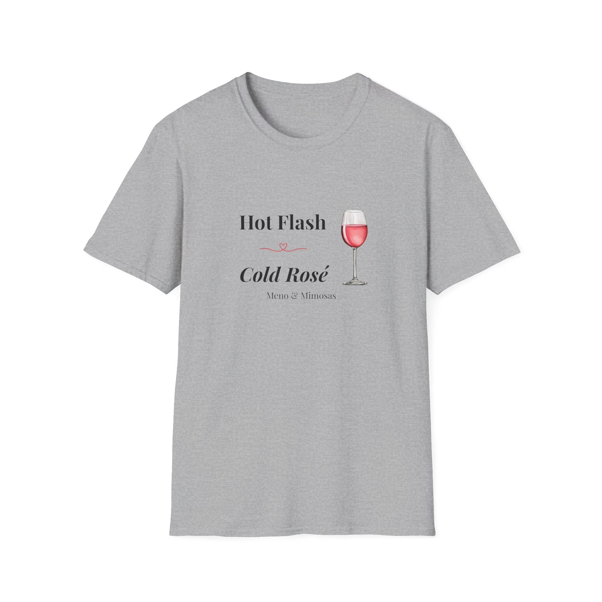Funny Menopause T-Shirt | Hot Flash Cold Rosé | Humorous Gift for Women Over 40 | Midlife Wine Lover Tee